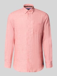 Koszula lniana o kroju slim fit z brustaszą od Christian Berg Men - 28