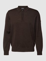 Gebreide pullover met korte ritssluiting, model 'POLO ZIP' van MAERZ Muenchen Bruin - 23