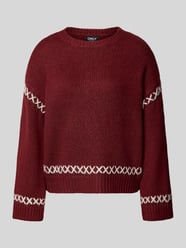 Comfort Fit Strickpullover mit Kontrastdetails Modell 'AMANDA LIFE' von Only Bordeaux - 8
