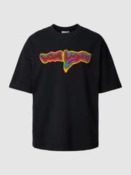 T-shirt van katoen met labeldetail van Low Lights Studios Zwart - 8
