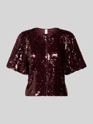 Blouse met korte mouwen en pailletten, model 'ROYALINA' van YAS Bordeaux - 5