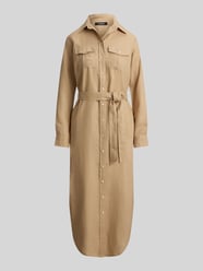 Wąska sukienka koszulowa midi z czystego lnu od Lauren Ralph Lauren - 8