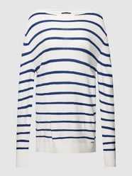 Gebreide pullover met streepmotief van More & More Blauw / turquoise - 34