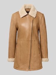 Leren jack met teddybont en tweewegsritssluiting van Cabrini Beige - 23