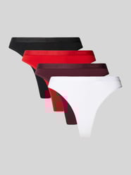 Stringi o kroju slim fit z wyhaftowanym logo w zestawie 5 szt. model ‘Metalic’ od Calvin Klein Underwear - 3