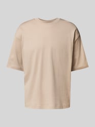 T-Shirt aus Bio-Baumwolle mit geripptem Rundhalsausschnitt von JAKE*S STUDIO MEN Beige - 27