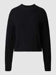 Sweter z dzianiny z okrągłym dekoltem model ‘BOXY’ od Tom Tailor Denim Czarny - 5