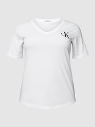 PLUS SIZE T-Shirt mit Brand-Stitching Modell 'MONOGRAM' von Calvin Klein Jeans Plus Weiß - 37