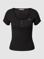 T-shirt met korte knoopsluiting van Tommy Jeans Zwart - 13