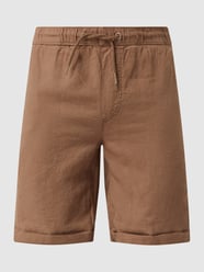 Korte regular fit broek van linnenmix, model 'Aurelius' van !Solid Bruin - 35