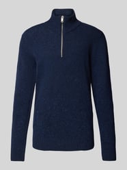 Regular Fit Troyer aus gesprenkeltem Tweedgarn von Marc O'Polo Blau - 37