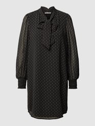 Knielange jurk met ballonmouwen van Jake*s Collection Zwart - 31
