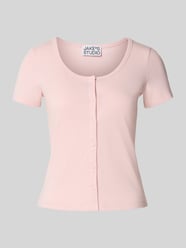 slim fit T-shirt met doorlopende knoopsluiting van Jake*s Studio Woman Fuchsia - 21