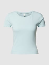 Cropped T-Shirt in Ripp-Optik von QS Blau - 39