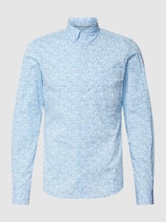 Vrijetijdsoverhemd met all-over motief van s.Oliver RED LABEL Blauw / turquoise - 40