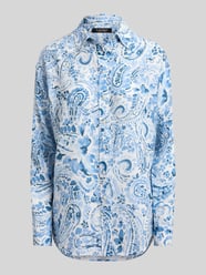 Bluzka lniana o kroju relaxed fit z czystego lnu z wzorem na całej powierzchni od Lauren Ralph Lauren - 6