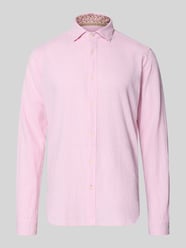 regular fit business-overhemd van linnen-katoenmix model 'ROMA' van FIL NOIR Fuchsia - 12