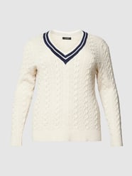 Sweter z dzianiny PLUS SIZE z fakturowanym wzorem model ‘MEREN’ od Lauren Ralph Lauren Curve Biały - 27