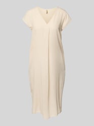 Knielanges Kleid aus Leinen-Viskose-Mix Modell 'Ina' von Soyaconcept Beige - 7