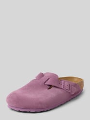 Huisschoenen met logodetail, model 'Boston' van Birkenstock Fuchsia - 40