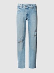 Straight Fit Jeans mit Ziersteinen Modell 'CRISS CROSS LUXUARY' von MAC Blau / Türkis - 1