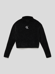 Strickpullover mit Label-Stitching Modell 'CHENILLE' von Calvin Klein Jeans Schwarz - 32