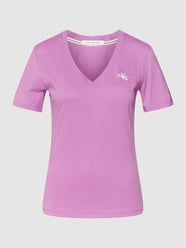 Slim fit T-shirt met labelprint van Calvin Klein Jeans Roze - 39