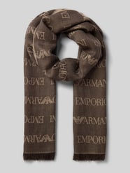 Schal mit Logo-Muster und Fransen von Emporio Armani Beige - 23