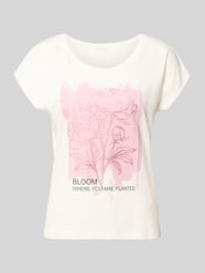 męski t-shirt o kroju regular fit z mieszanka wiskozy z kwiatowym nadrukiem od Christian Berg Woman - 35