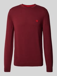 Sweter z dzianiny z naszywką logo model ‘San Cassius’ od HUGO Bordowy - 7