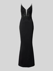 Abendkleid mit Spitzen- und Paillettenbesatz von Jake*s Cocktail Schwarz - 36