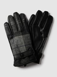 Handschoenen van echt leer met tartanruit, model 'NEWBROUGH' van Barbour Grijs / zwart - 40