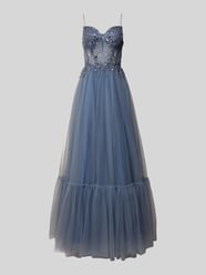 Abendkleid mit Zierstein- und Paillettenbesatz von Luxuar Blau - 37