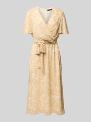 Knielange wikkeljurk met V-hals, model 'FILSEE' van Lauren Ralph Lauren Beige - 33