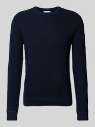 Regular Fit Strickpullover aus reiner Baumwolle mit Strickmuster von Tom Tailor Blau - 41