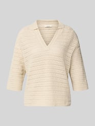 Sweter dzianinowy z dekoltem w serek i rękawem 3/4 model 'Garakino' od OPUS - 48