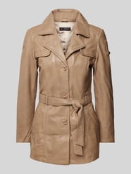 Lederjacke mit Bindegürtel von Cabrini Beige - 12