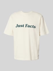 T-shirt z prążkowanym okrągłym dekoltem od REVIEW - 16