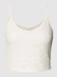 Korte top met spaghettibandjes, model 'MISTY' van Pieces Wit - 26