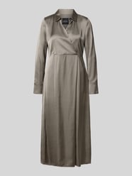 Midi-jurk van viscosemix met V-hals van Marc Cain Beige - 11