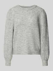 Gebreide pullover met ballonmouwen, model 'SLFLULU' van Selected Femme Grijs / zwart - 24