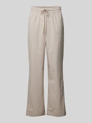 Wide leg stoffen broek met labelstitching, model 'RATON' van Pegador Beige - 1