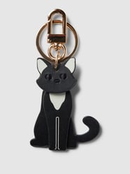Sleutelhanger in leerlook, model 'CAT' van Seidenfelt Zwart - 1