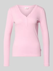 Slim Fit Langarmshirt mit Zierknopfleiste von s.Oliver RED LABEL Pink - 17
