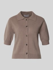 Regular fit T-shirt in gebreide look van kasjmiermix van Hemisphere Beige - 15