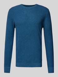 Regular Fit Strickpullover mit geripptem Rundhalsausschnitt von Tom Tailor Blau - 16