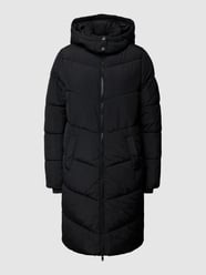 Płaszcz pikowany z wpuszczanymi kieszeniami model ‘LONG PUFFER’ od Pieces Czarny - 34