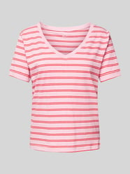 T-Shirt mit V-Ausschnitt Modell 'CHALAPI' von Mango Pink - 44
