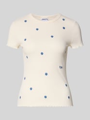 T-Shirt in Ripp-Optik mit Stitchings von Jake*s Casual Beige - 47