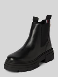 Lederboots mit Label-Applikation Modell 'COMBAT' von Tommy Hilfiger Schwarz - 30